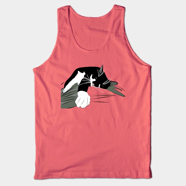 Cute Tuxedo Cat who loves to Lie on Mum Copyright by TeAnne Tank Top by TeAnne